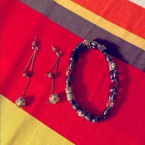 Elegant Black and Silver Beaded Jewelry Set